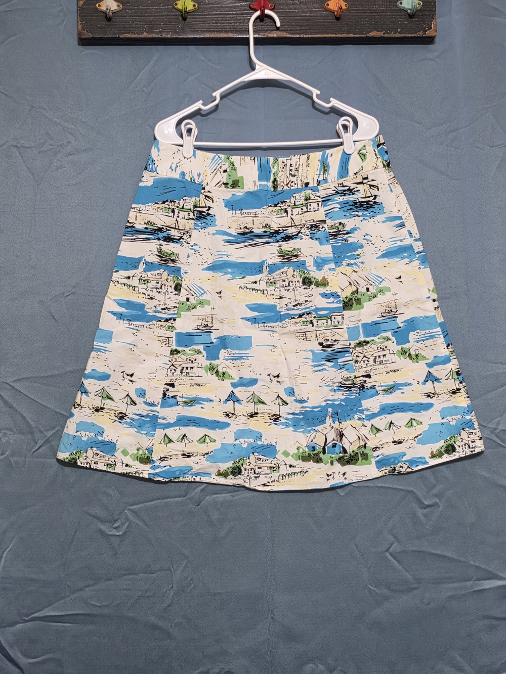 Madison & Max Coastal Midi Skirt in Blue, White & Green